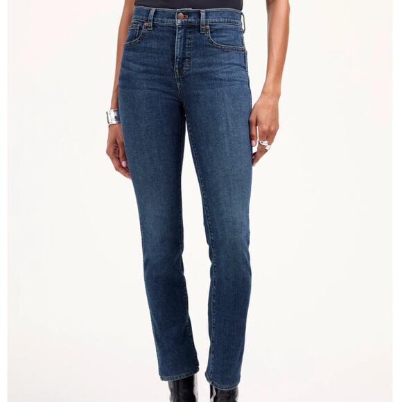 Madewell Stovepipe Jeans Dark Deming Wash Mid Rise Slim Straight Stretch 26 - Picture 1 of 11